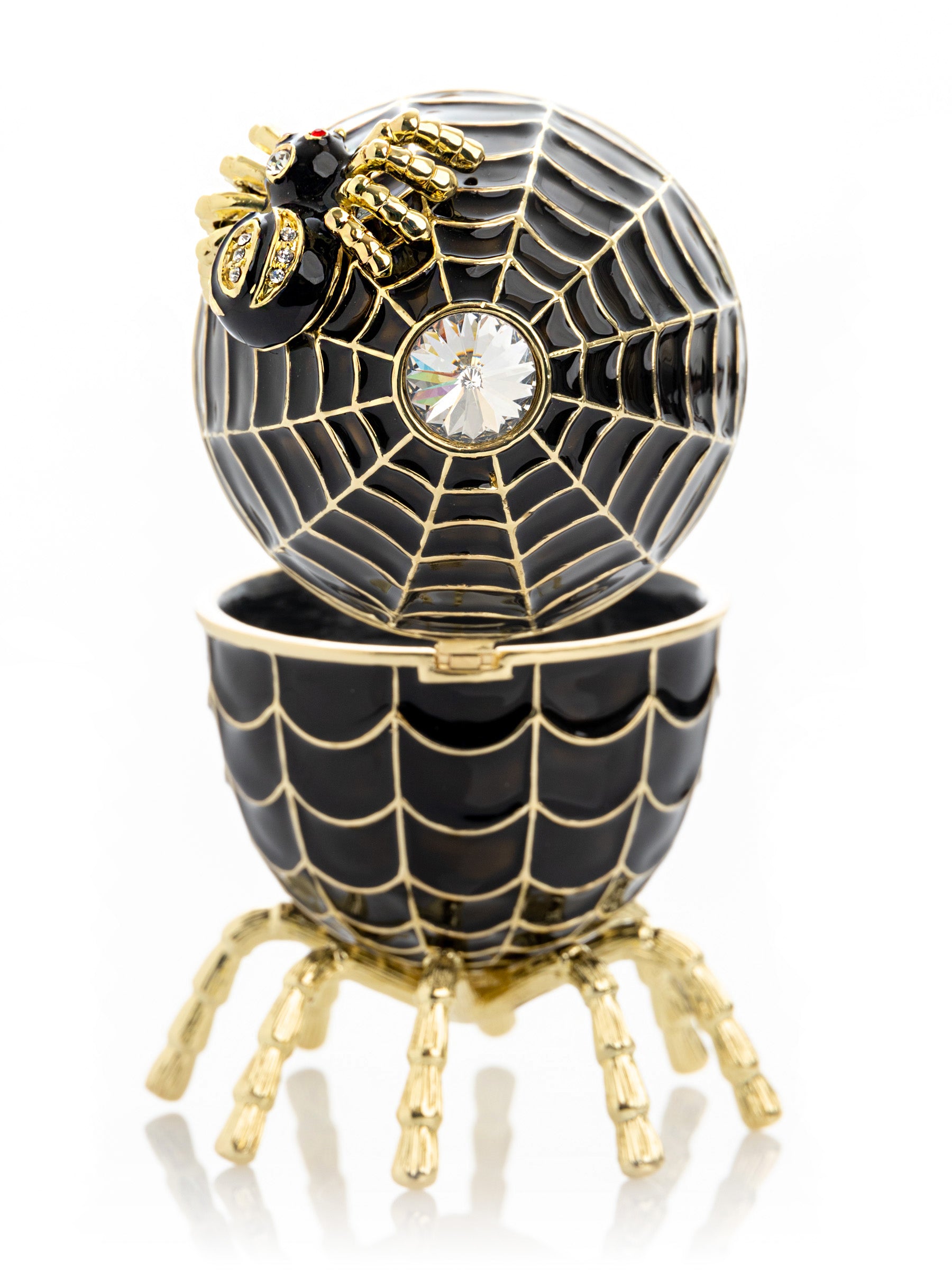 Schwarzes Faberge-Ei, Spinnennetz, Dekoration, Musik spielendes Ei