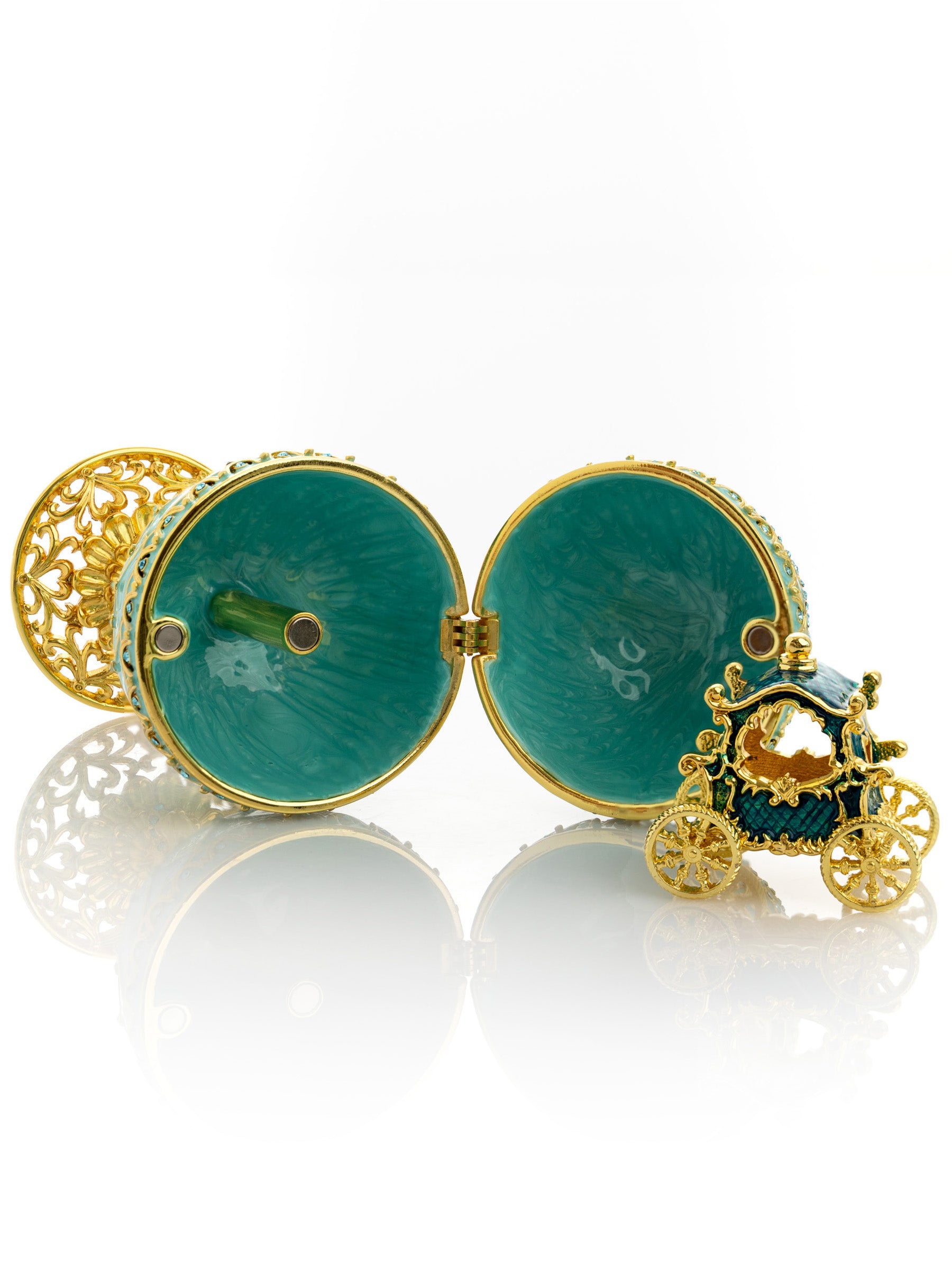 Gold & Turquoise Egg with Royal Carriage