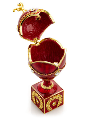 Red Faberge Egg with Gold Horse