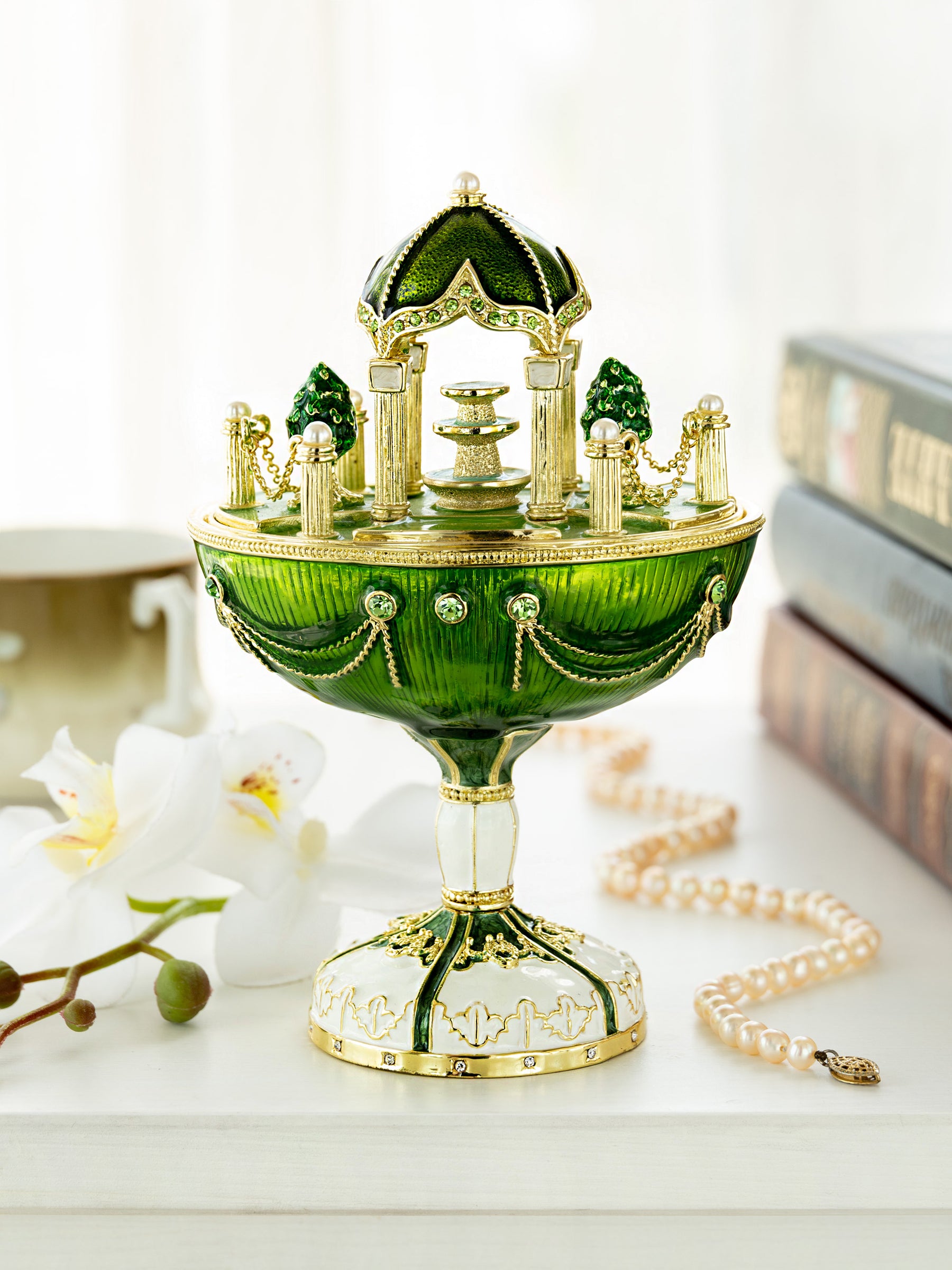 Garden Pavilion Design Cupola Fountain Green Egg Limited Edition of 250 Trinket Box