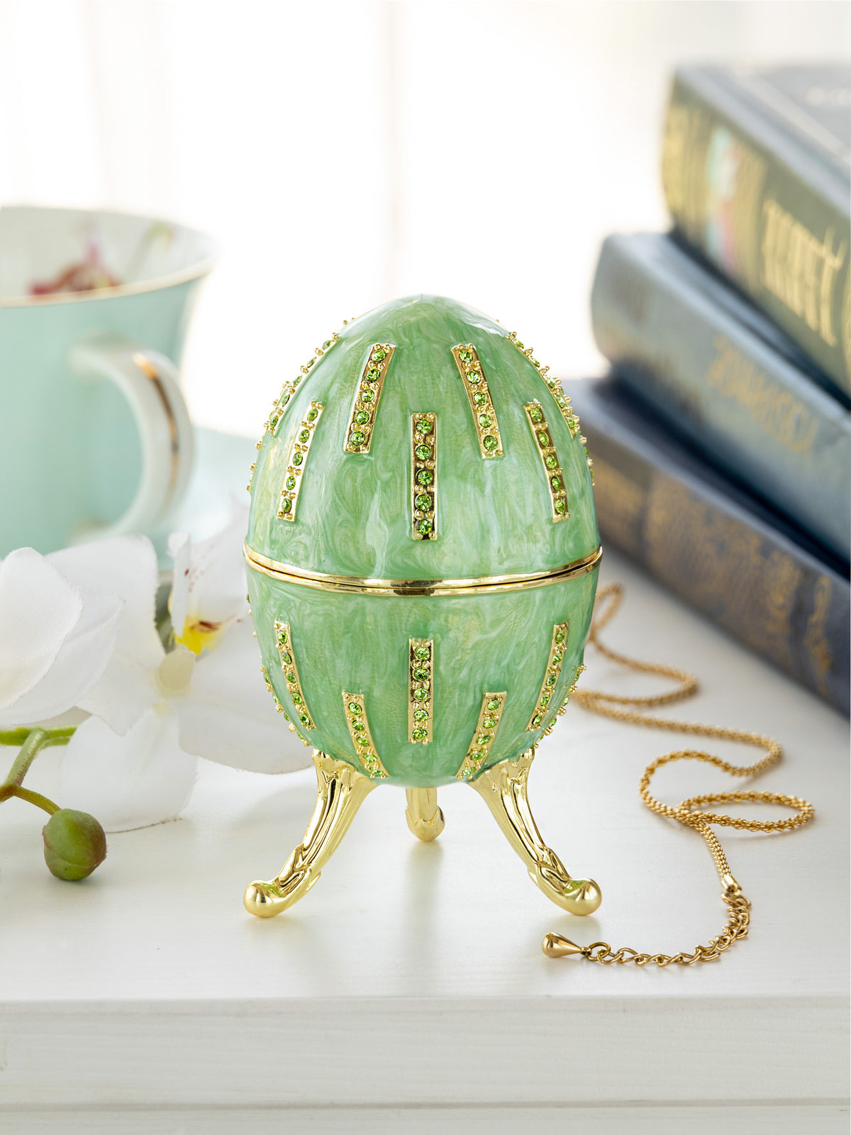 Keren Kopal Green Easter Egg with Flowers Hidden compartment