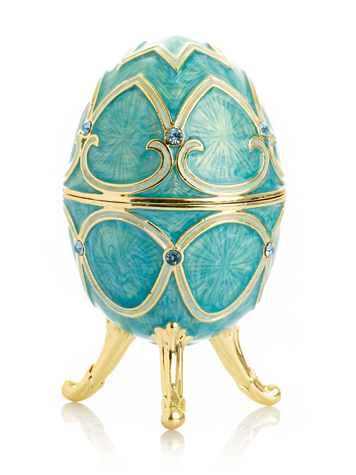 Keren Kopal Turquoise Easter Egg with Cat Hidden compartment