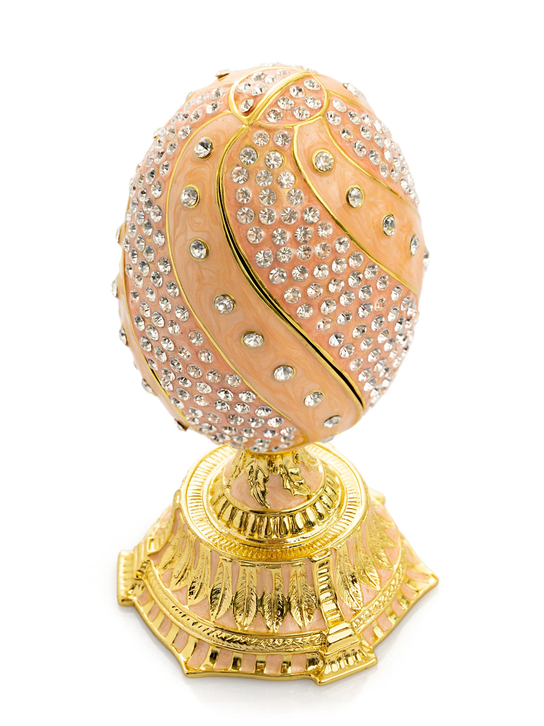 spiral salmon pink Faberge Egg with flowers bouquet