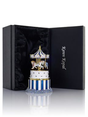 Keren Kopal Blue Wind up Horse Carousel & trinket Box Limited Edition 1-250