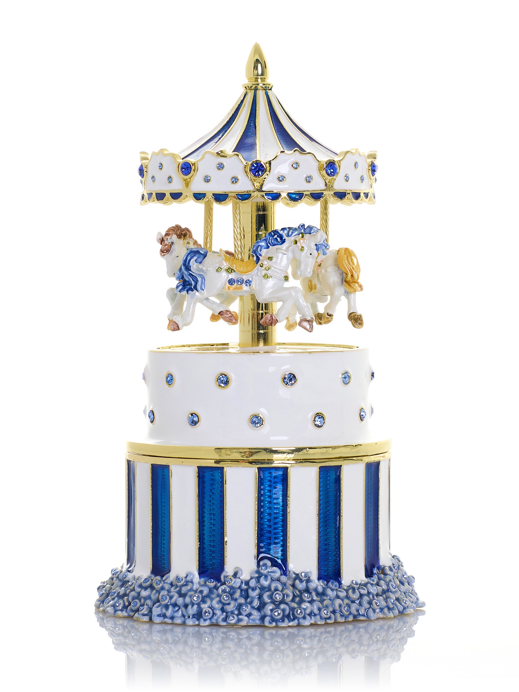 Keren Kopal Blue Wind up Horse Carousel & trinket Box Limited Edition 1-250
