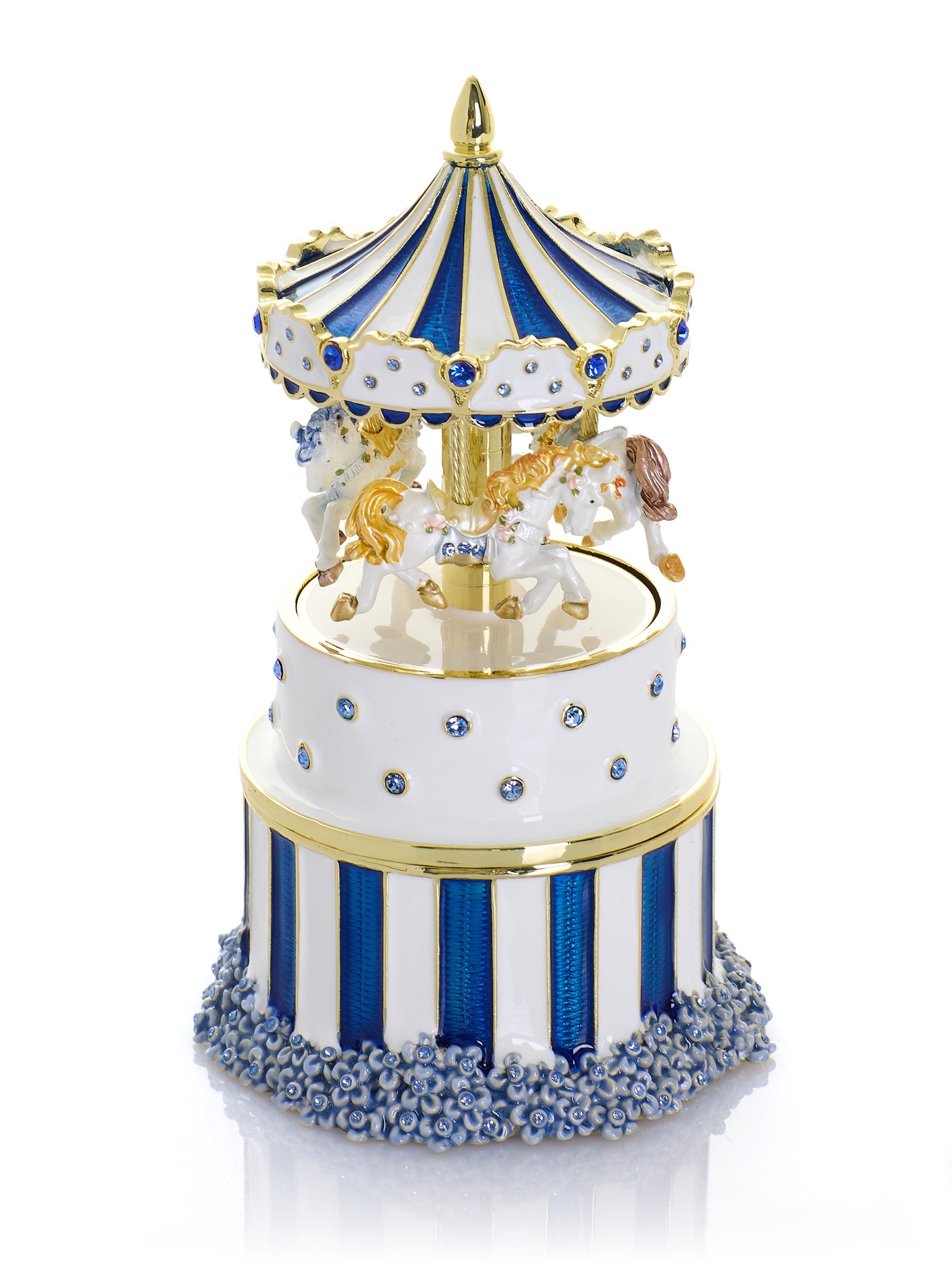 Keren Kopal Blue Wind up Horse Carousel & trinket Box Limited Edition 1-250