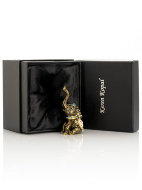 Elephant Brown and Gold Trinket Box