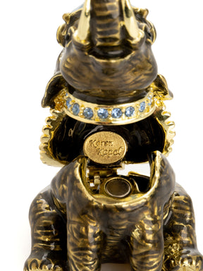 Elephant Brown and Gold Trinket Box