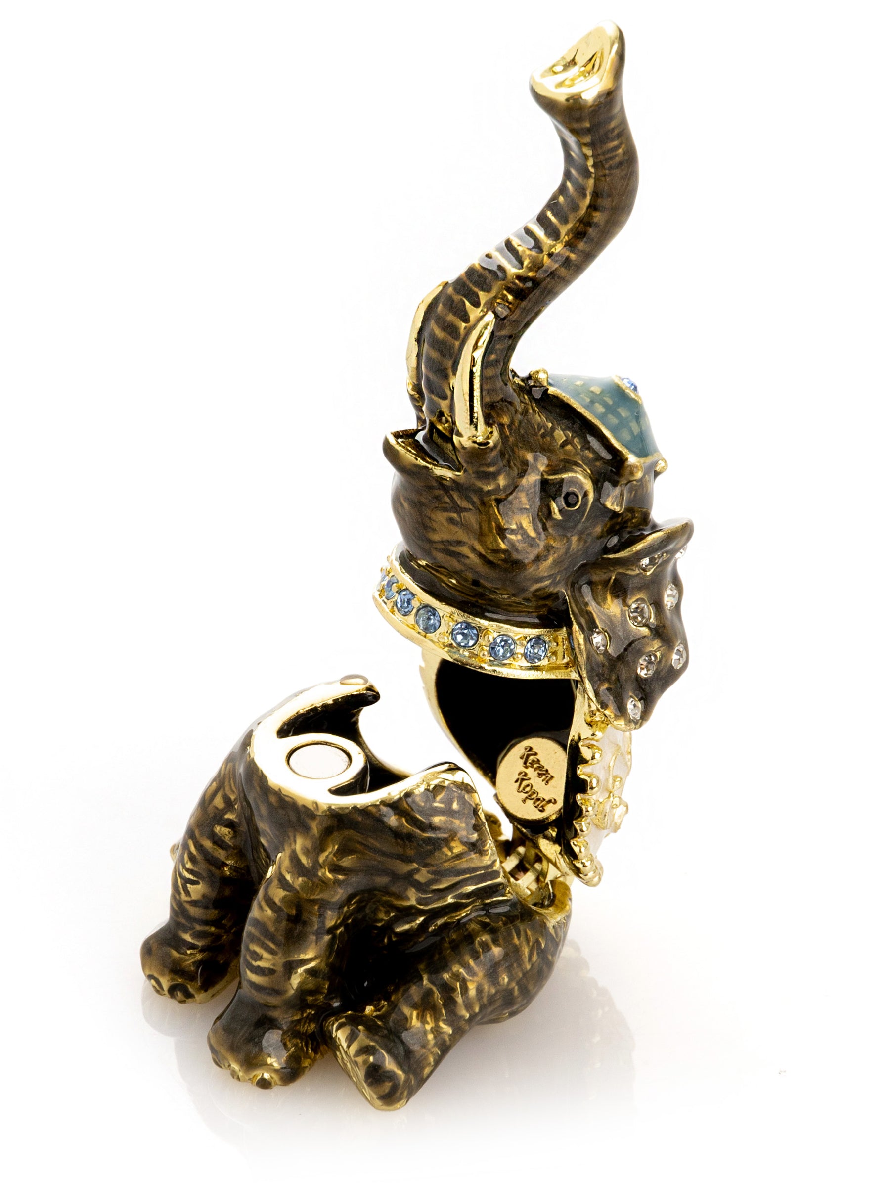 Elephant Brown and Gold Trinket Box