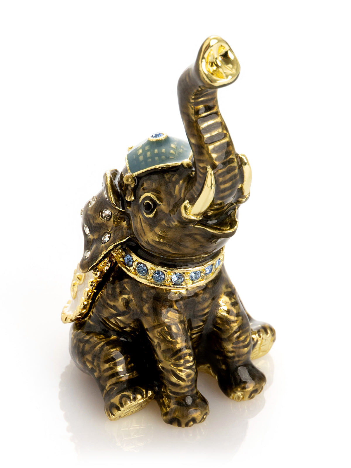 Elephant Brown and Gold Trinket Box