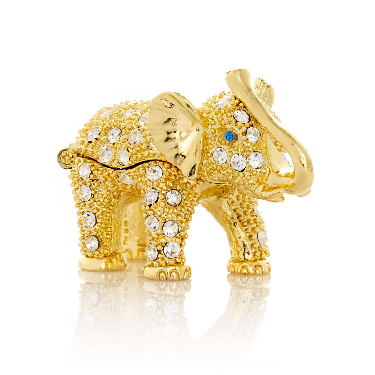 Éléphant en or avec des cristaux