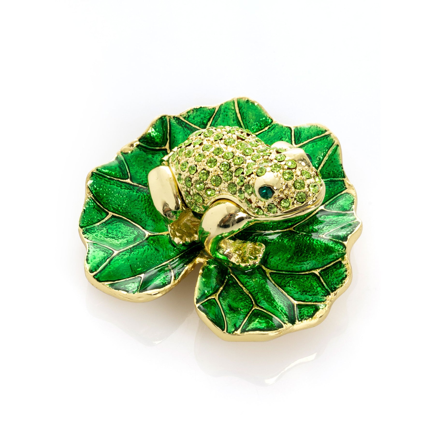Keren Kopal Golden Frog on Green Leaf
