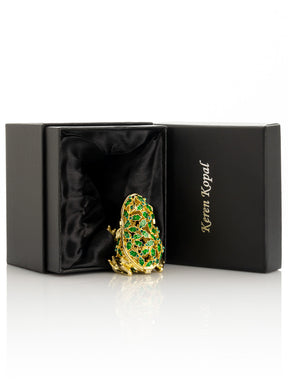 Keren Kopal Gold & Green Frog Trinket Box