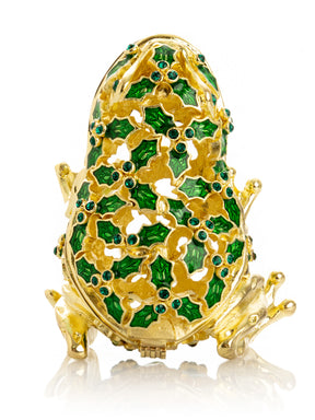 Keren Kopal Gold & Green Frog Trinket Box