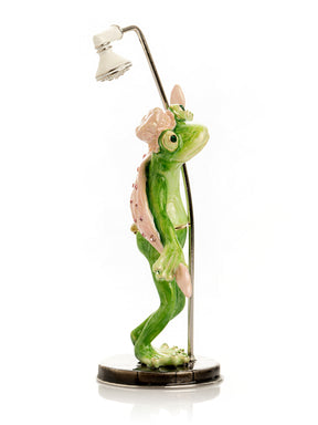 Keren Kopal Frog Taking a Shower Trinket Box with Pink Towel
