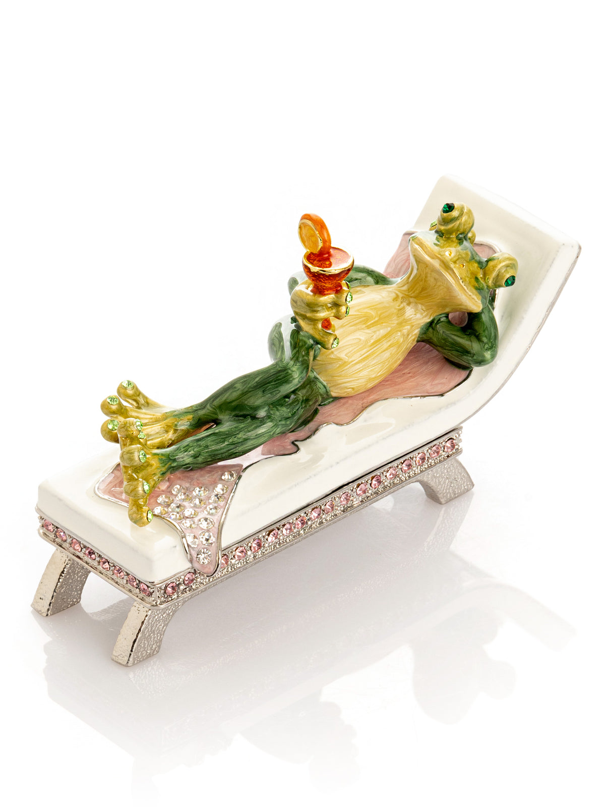 Keren Kopal Green Reclining Frog with Cocktail Trinket Box