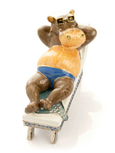 Keren Kopal Relaxing Hippo on Sun Lounger Trinket Box