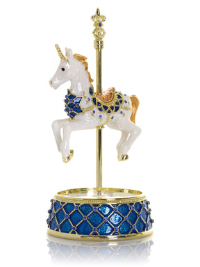Keren Kopal White Unicorn Carousel Horse Music Box