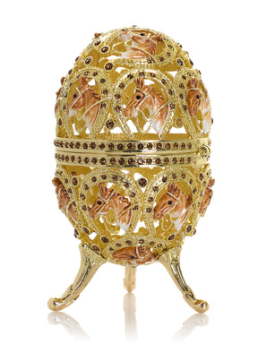 Keren Kopal Golden Easter Egg decorated with Horses