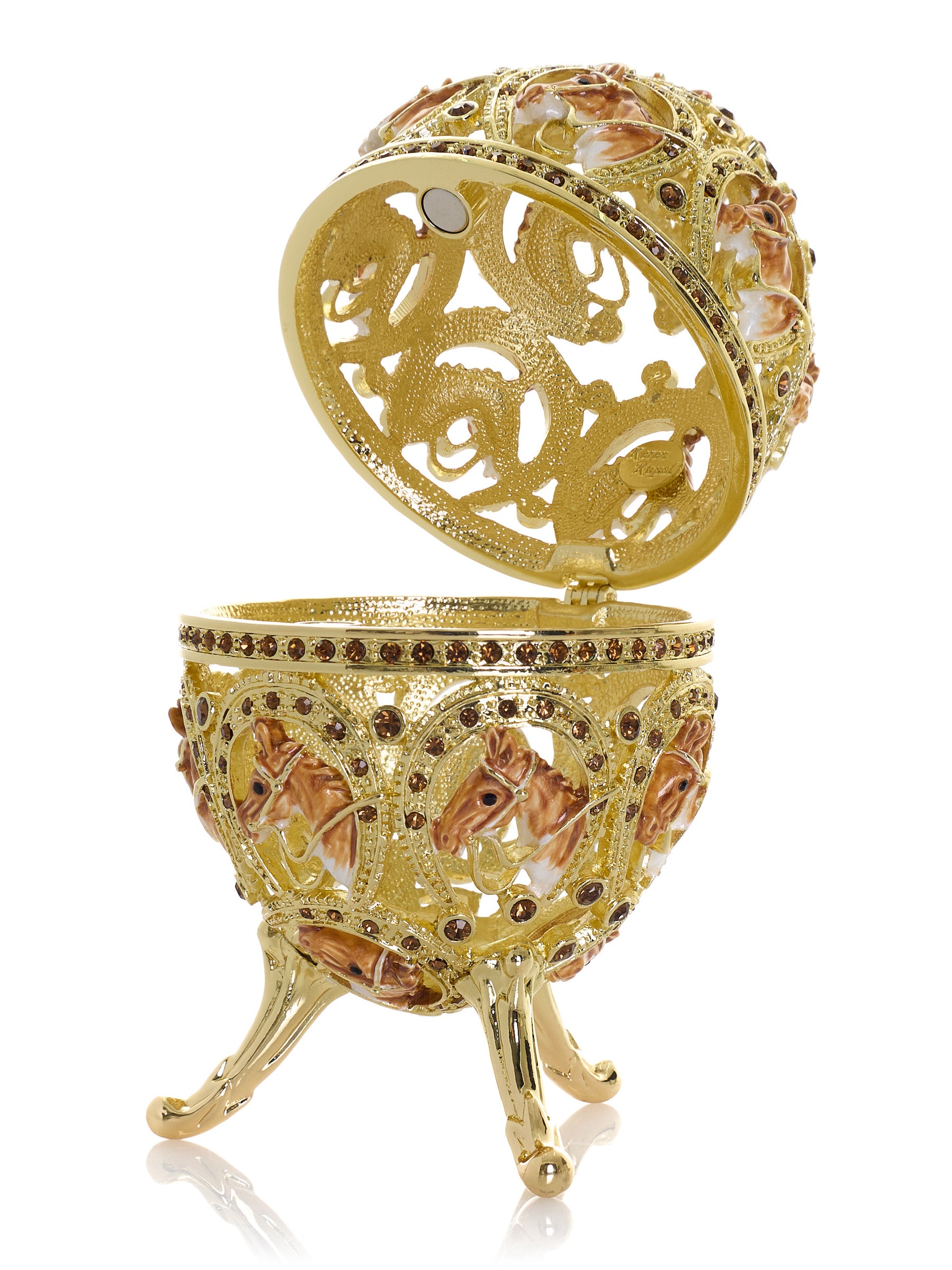 Keren Kopal Golden Easter Egg decorated with Horses