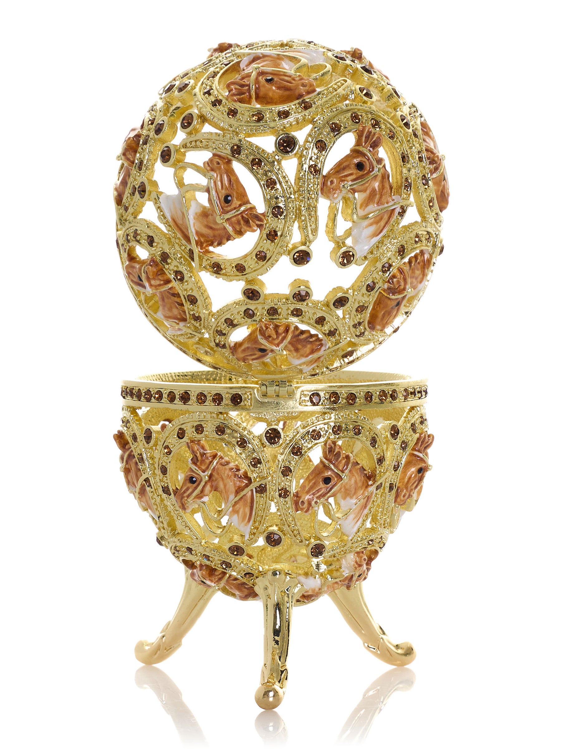 Keren Kopal Golden Easter Egg decorated with Horses