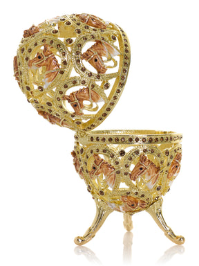 Keren Kopal Golden Easter Egg decorated with Horses