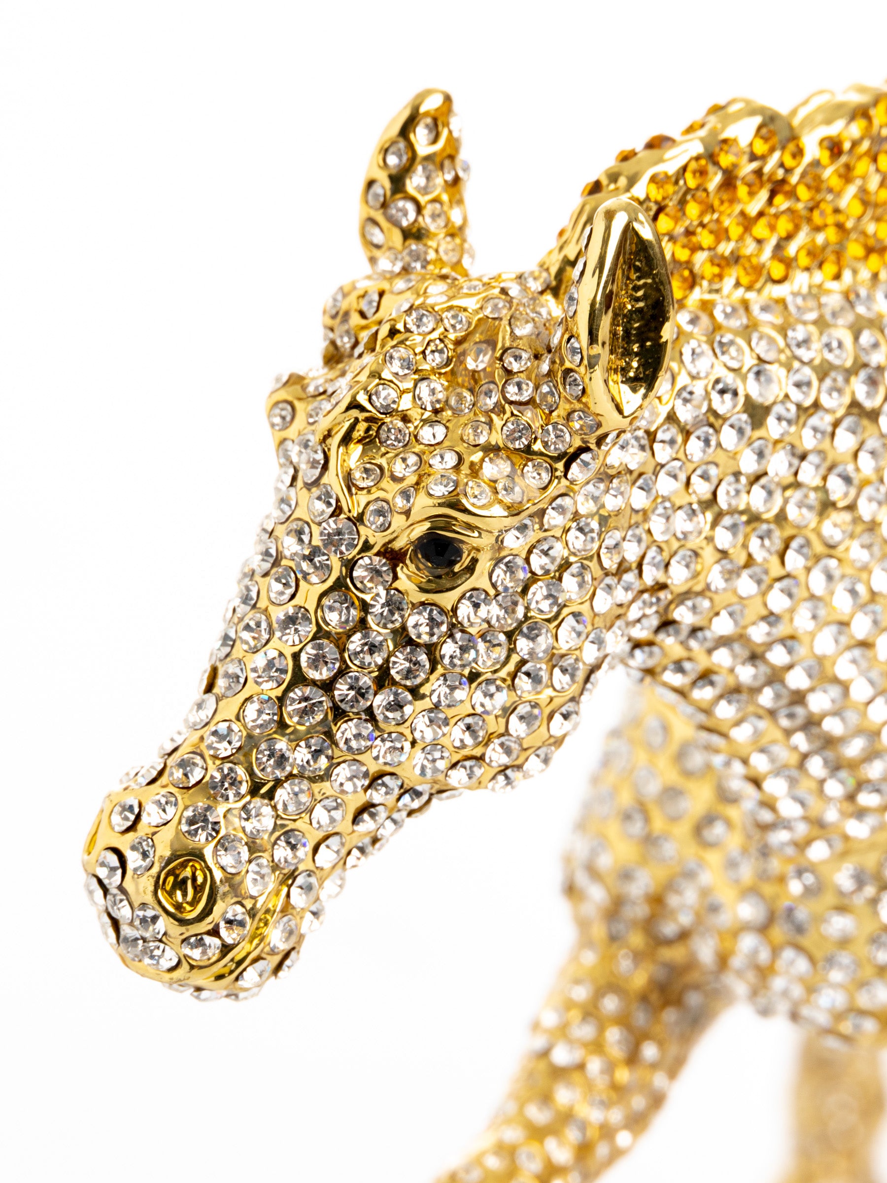 Keren Kopal Large Golden Horse Decorated with White Crystals