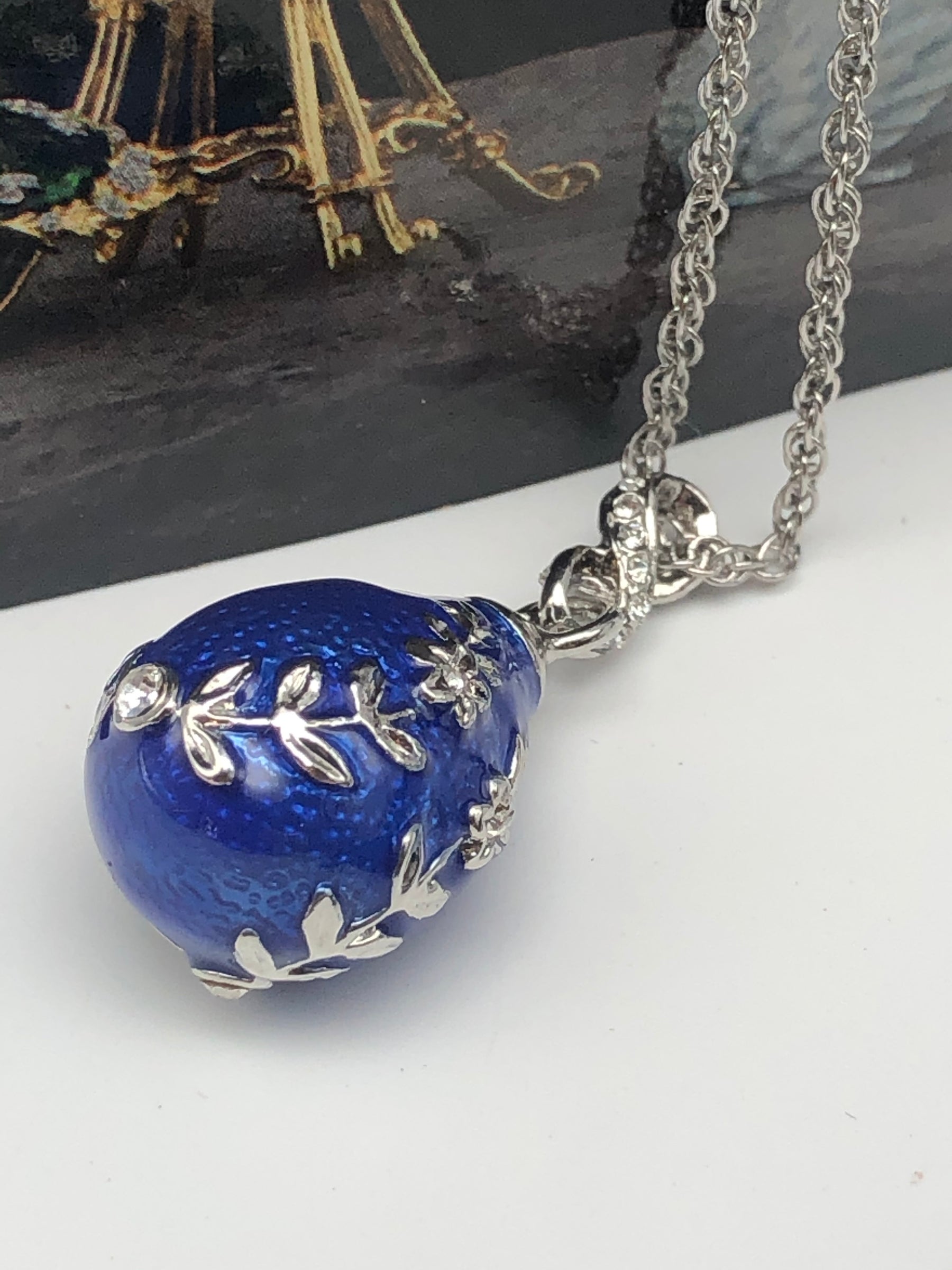 Keren Kopal Blue & Silver Egg Pendant Necklace