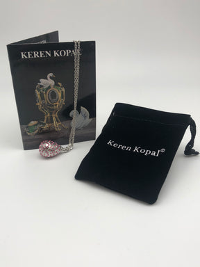 Keren Kopal Silver Egg with Pink Crystals Pendant Necklace