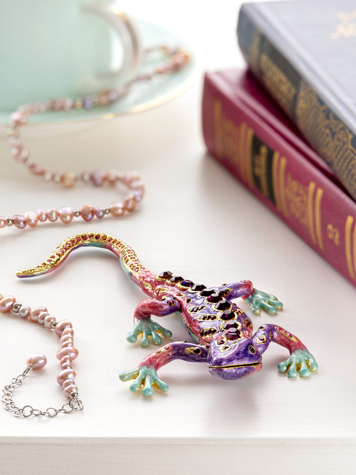 Keren Kopal Purple Lizard Jewelry Trinket Box