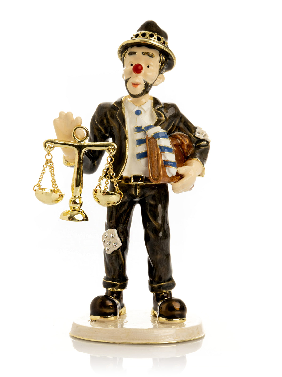 Clown Lawyer Trinket Box with Book & Scales of Justice