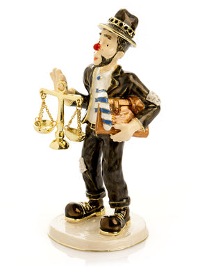 Clown Lawyer Trinket Box with Book & Scales of Justice