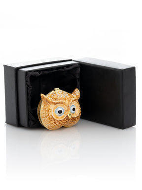 Keren Kopal Brown Owl face trinket box