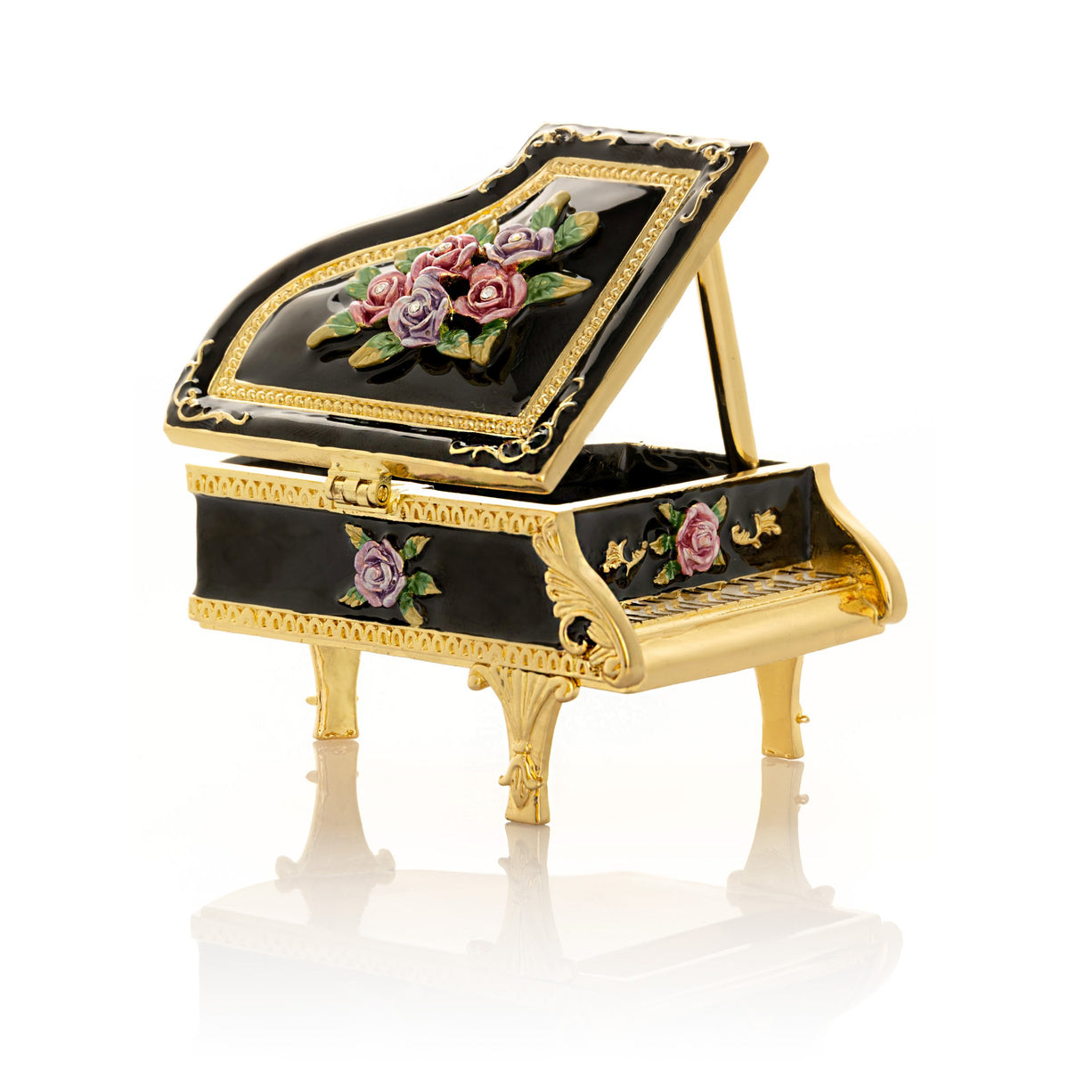Black Piano with Flowers