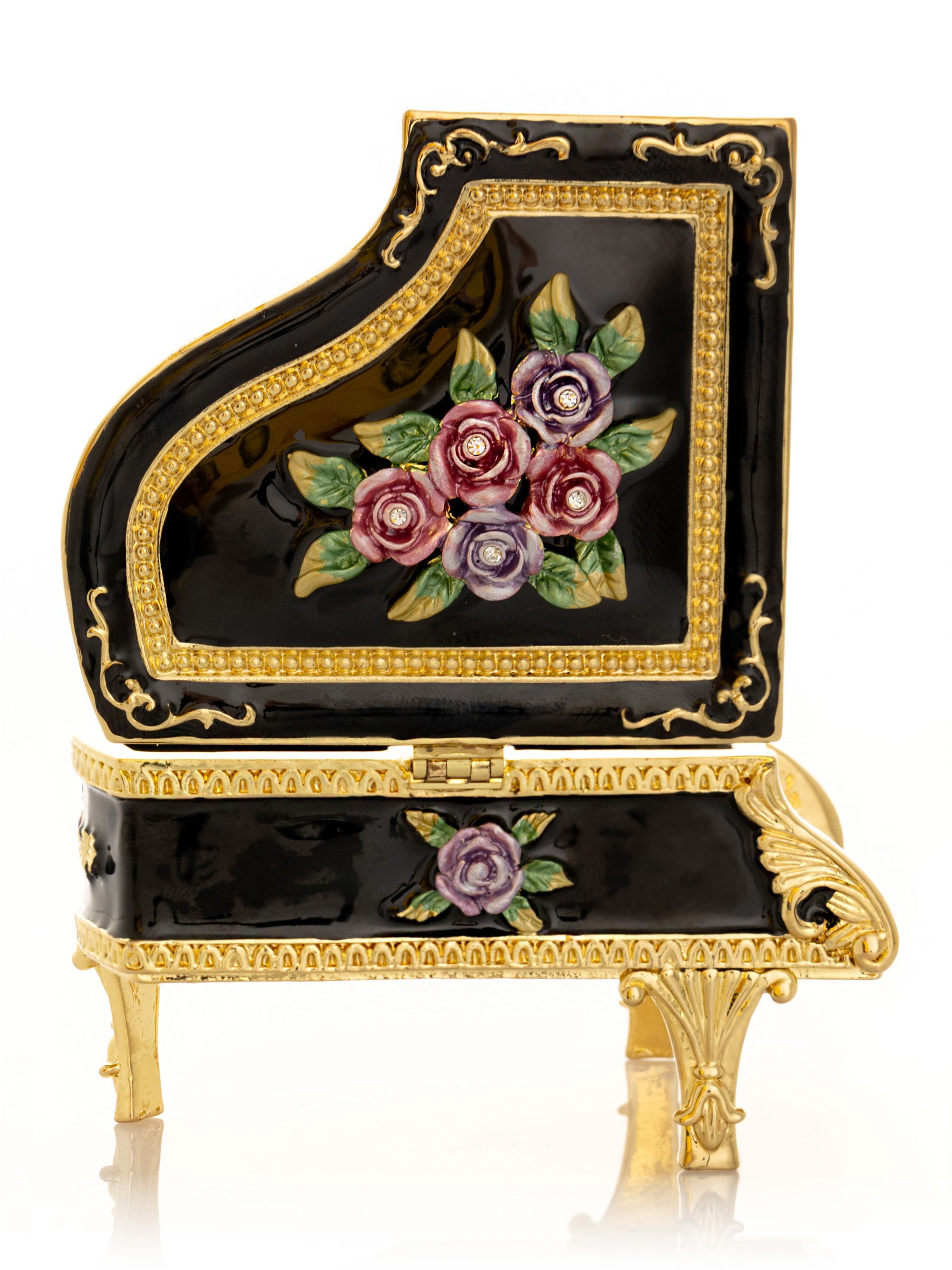Black Piano with Flowers