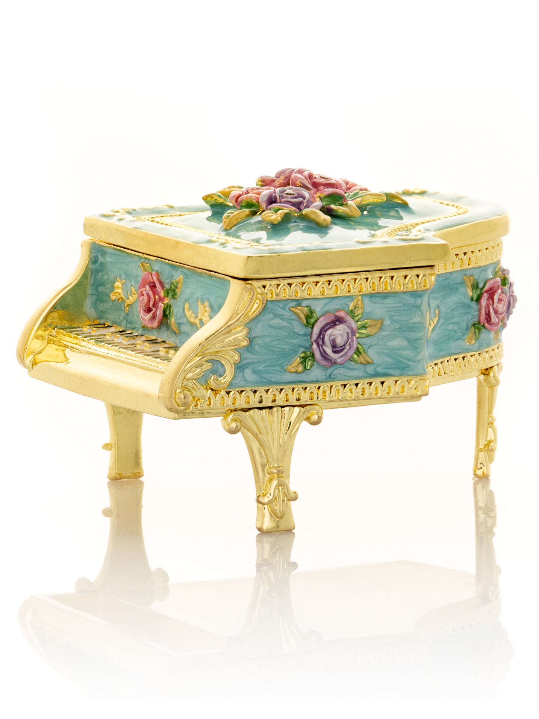 Turquoise Piano with Flowers