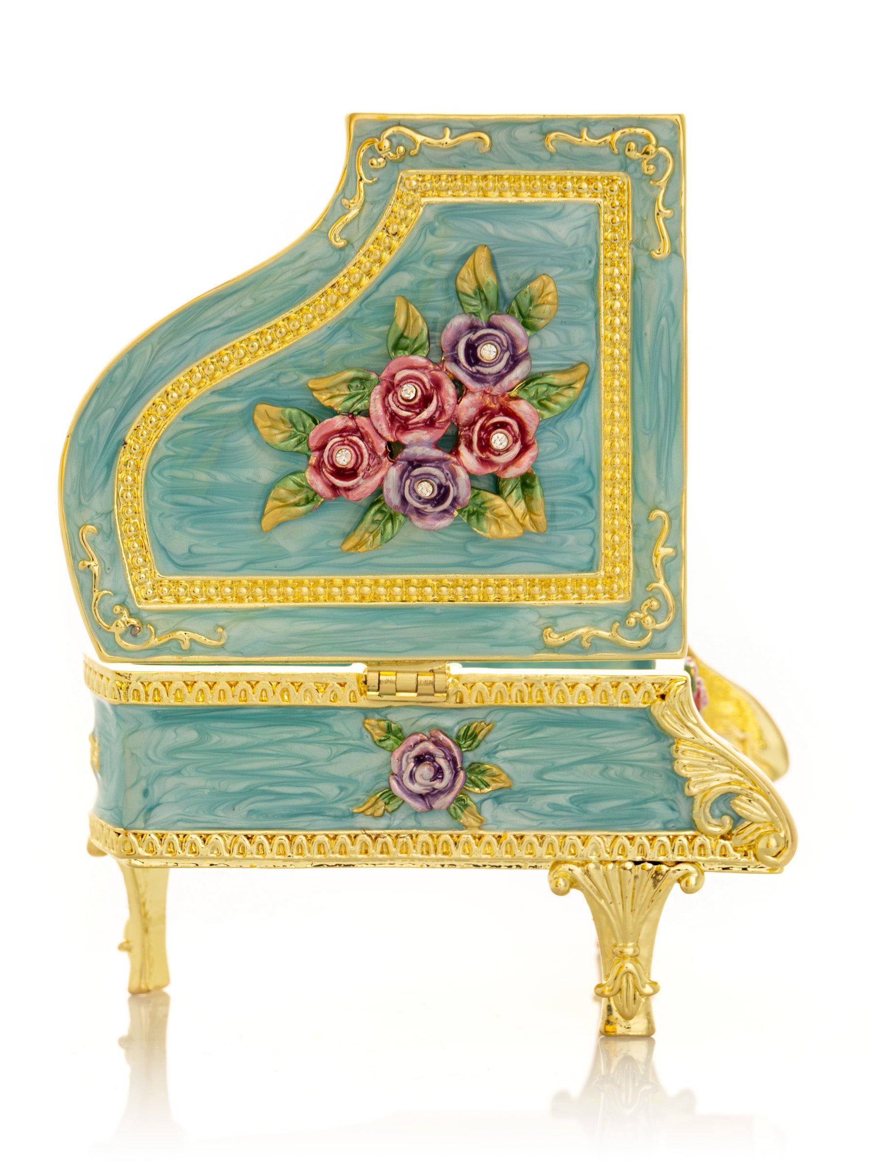 Turquoise Piano with Flowers