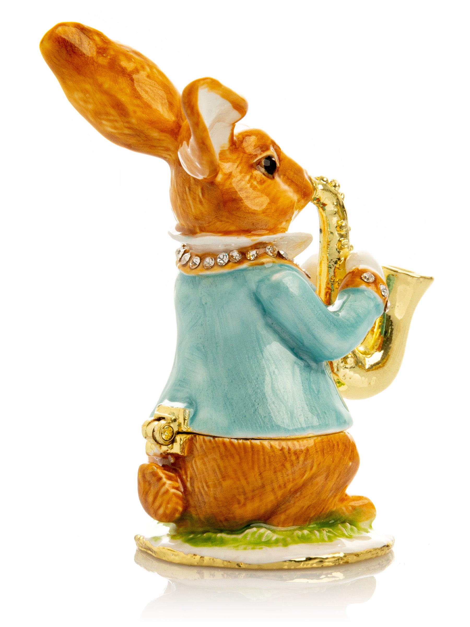 Rabbit playing the saxophone trinket box
