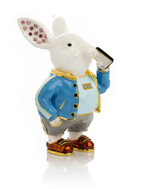 Keren Kopal Businessman Rabbit with Cellphone Trinket Box