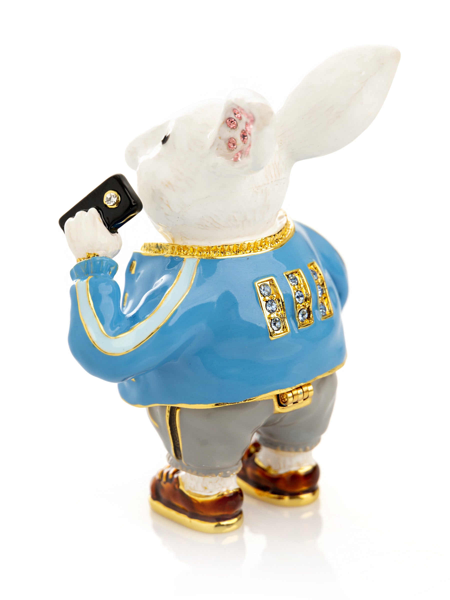Keren Kopal Businessman Rabbit with Cellphone Trinket Box