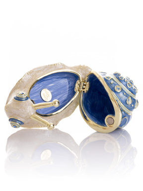 Keren Kopal Gold & Blue Jeweled Snail Trinket Box