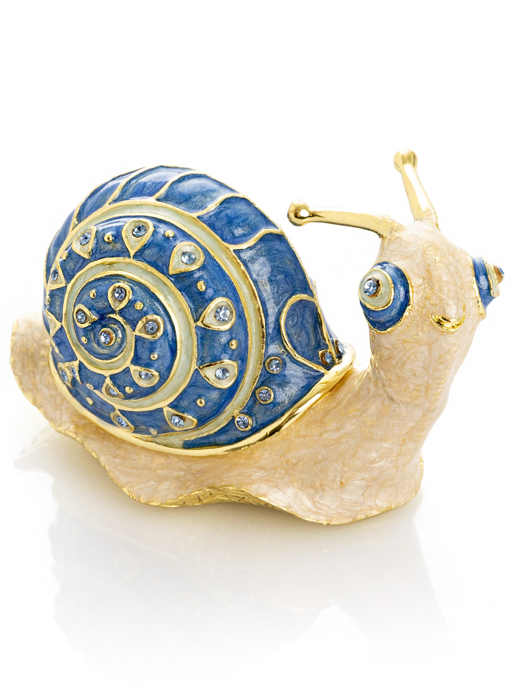 Keren Kopal Gold & Blue Jeweled Snail Trinket Box