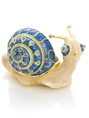 Keren Kopal Gold & Blue Jeweled Snail Trinket Box