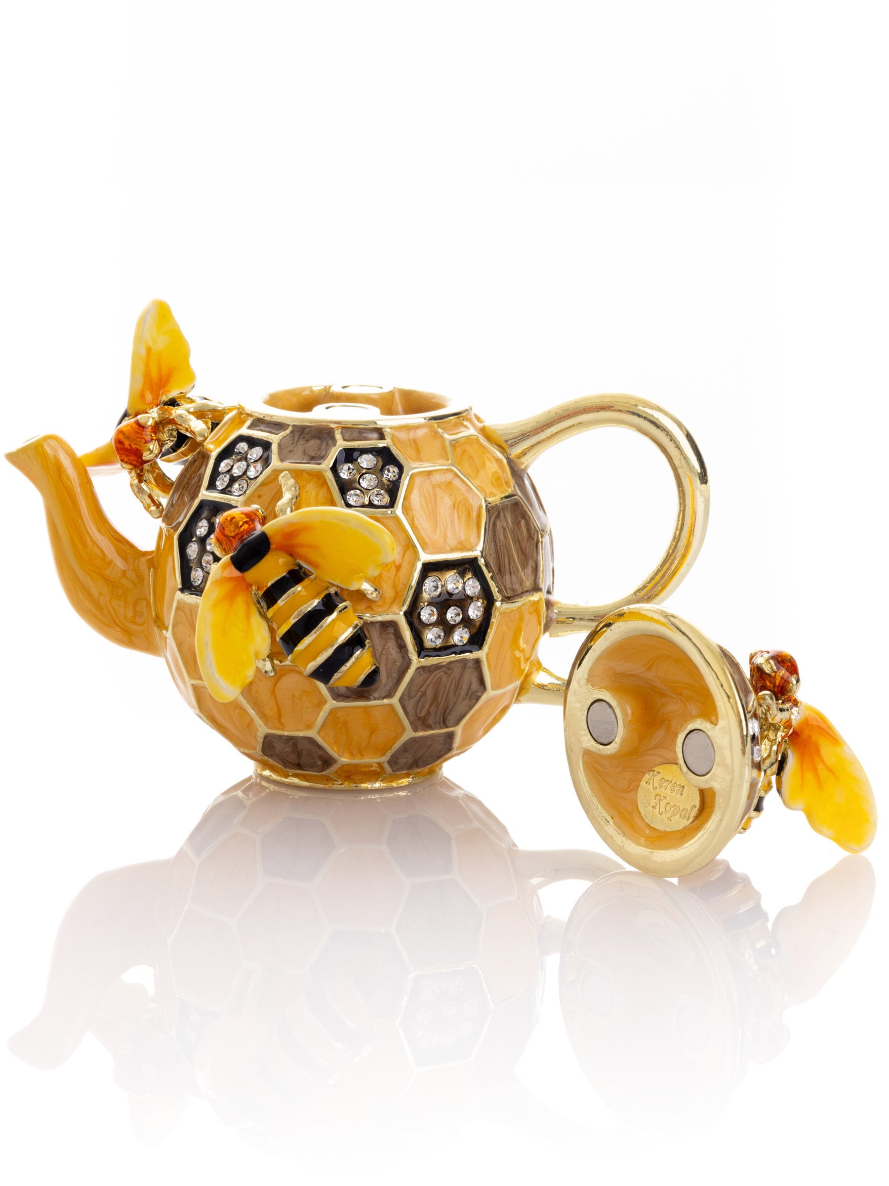 Keren Kopal Bee & Honeycomb Teapot Trinket Box by Keren Kopal