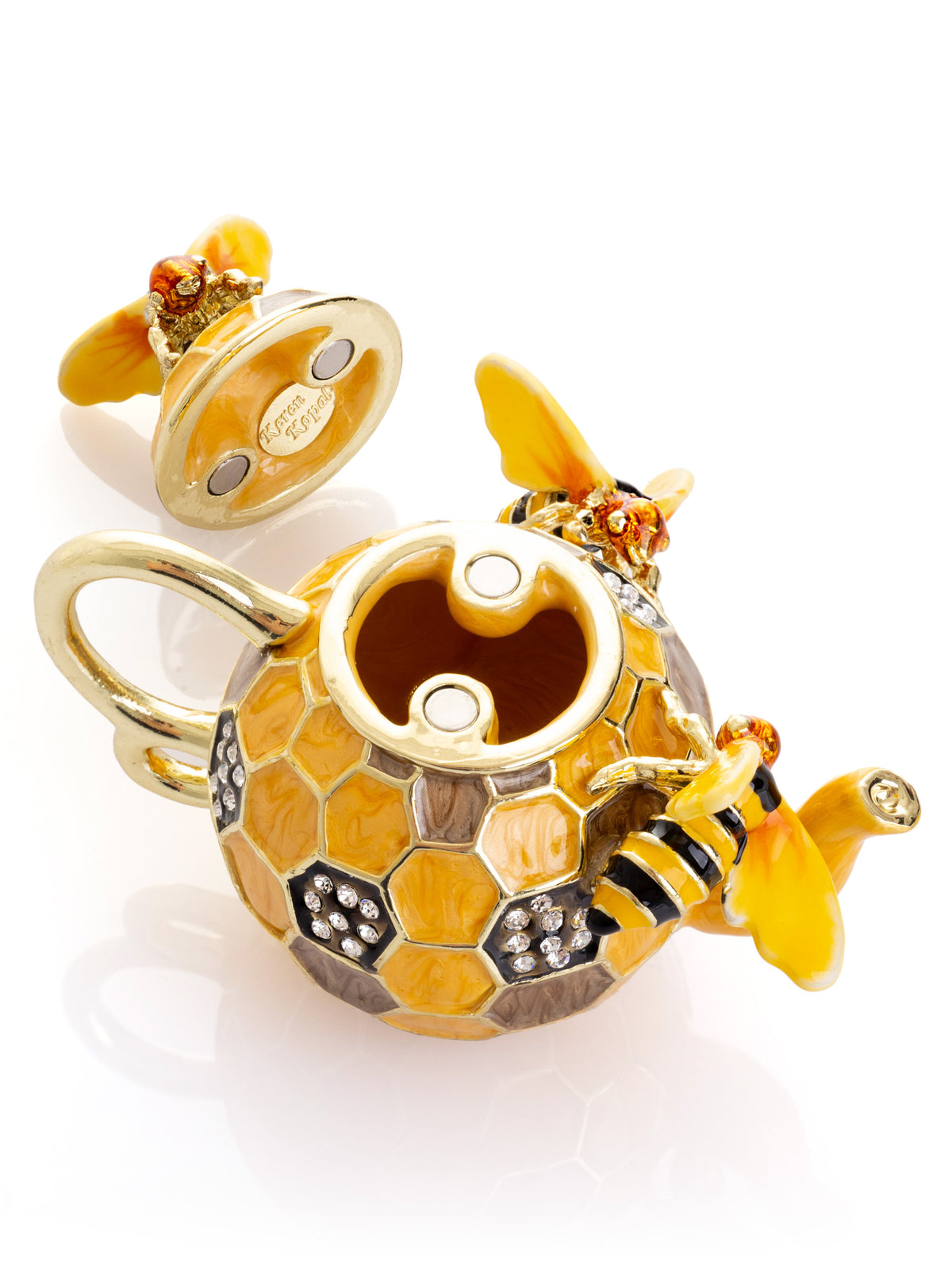 Bee & Honeycomb Teapot Trinket Box by Keren Kopal