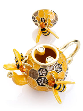 Bee & Honeycomb Teapot Trinket Box by Keren Kopal