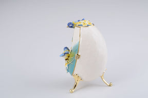 Oiseaux et fleurs Oeuf de Fabergé blanc
