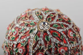 Œuf de Fabergé aux roses rouges avec une boule colorée surprise à l'intérieur