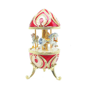 Red Musical Carousel with Royal Horses