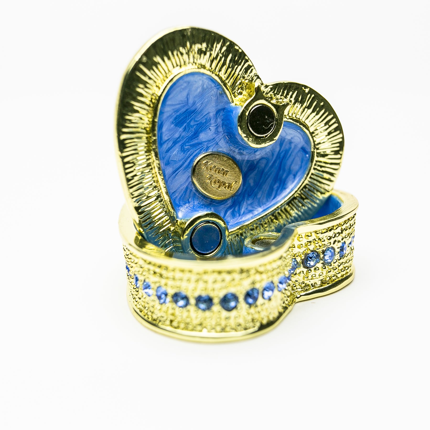 Goldene blaue Herz-Dekorationsbox